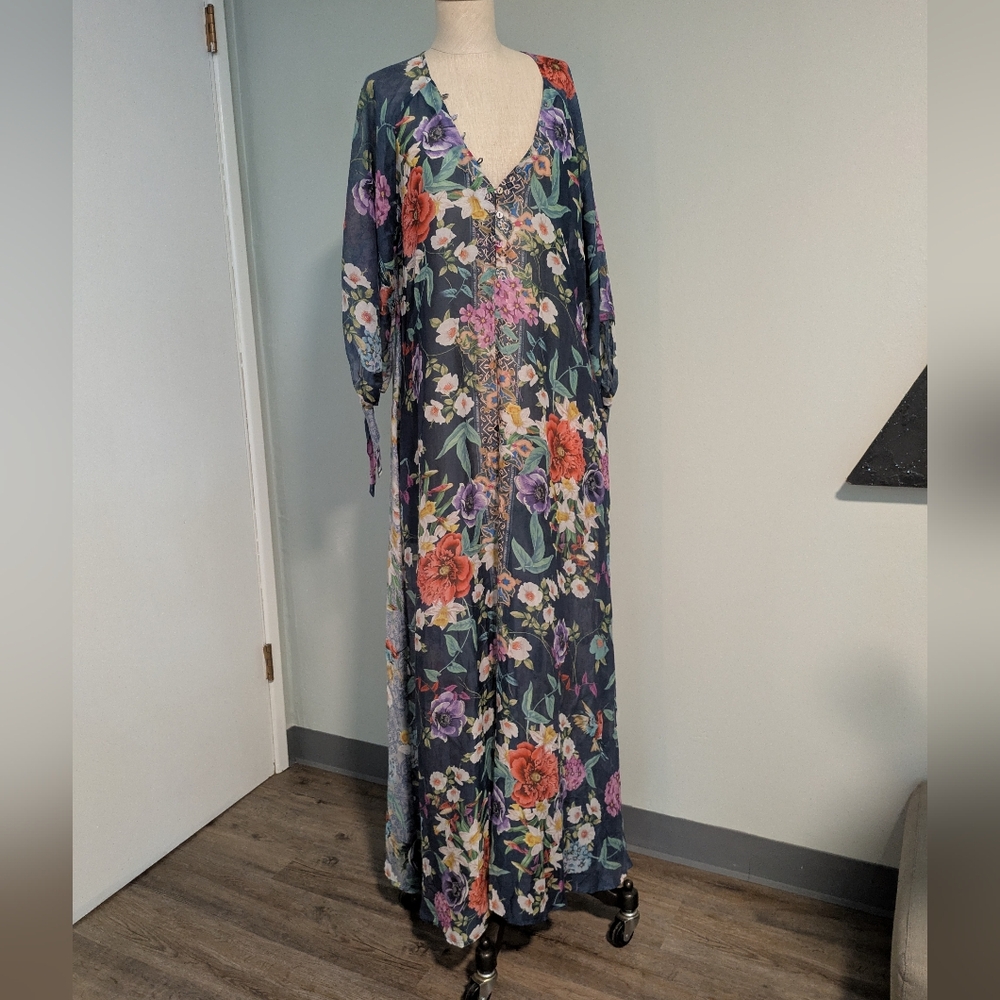 Johnny Was Sunrise Swim Caftan Coverup Cotton Silk, Resort Style CSW0522A NWOT